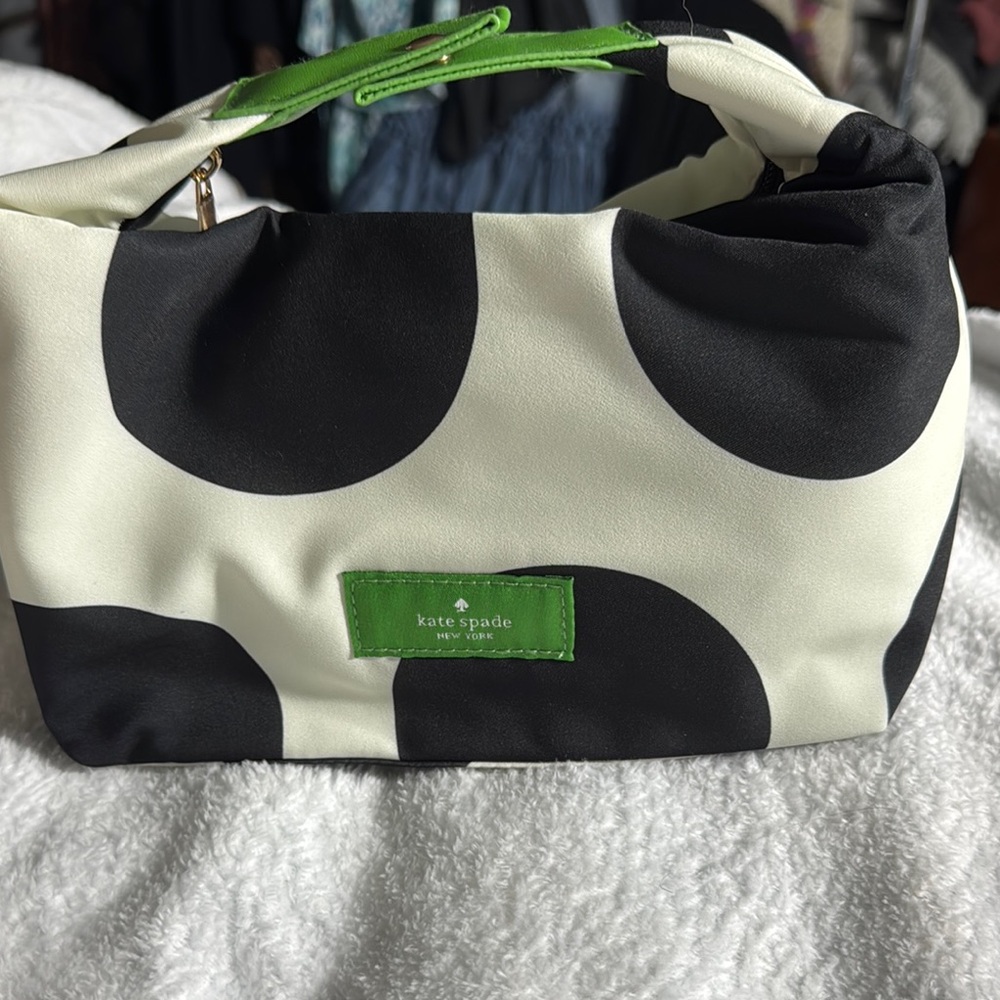 Kate Spade Black and White Cosmetic Bag with Polka Dots